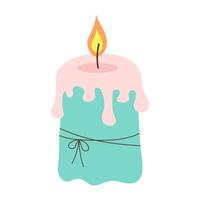 carino ardente candela con cera e arco. cartone animato piatto vettore illustrazione.