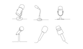 continuo linea disegno di vettore cablata microfono icona