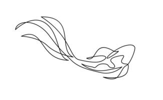 koi carpa pesce su il bianca sfondo nel un' continuo singolo linea disegno stile vettore