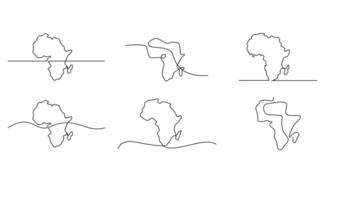 singolo continuo linea arte carta geografica di Africa vettore