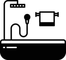 vasca idromassaggio glifo e linea vettore illustrazione