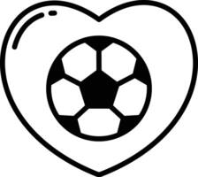 calcio amore glifo e linea vettore illustrazione