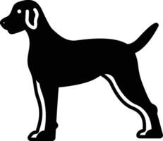 puntamento cane glifo e linea vettore illustrazione