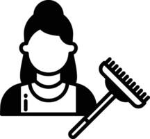 pulizia donna glifo e linea vettore illustrazione
