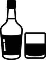 wikey bicchiere e bottiglia glifo e linea vettore illustrazione