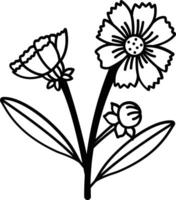 tickseed fiore glifo e linea vettore illustrazione
