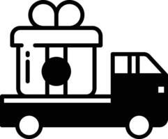 camion glifo e linea vettore illustrazione