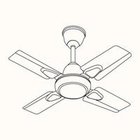 4 lama soffitto fan con luce, a distanza controllo vettore illustrazione eps