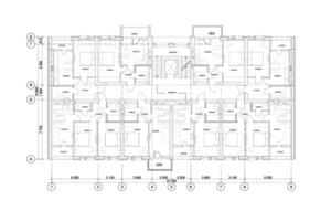 dettagliato architettonico multipiano edificio pavimento Piano, appartamento disposizione, planimetria. vettore illustrazione