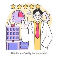 assistenza sanitaria qualità miglioramento concetto. piatto vettore illustrazione.