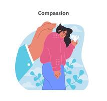 compassionevole comunicazione impostare. condivisione gentilezza digitalmente e collegamento cuori attraverso schermi. vettore