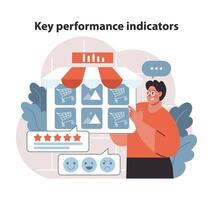 chiave prestazione indicatori nel Al dettaglio. dettagliato monitoraggio di cliente soddisfazione e i saldi metrica. vettore