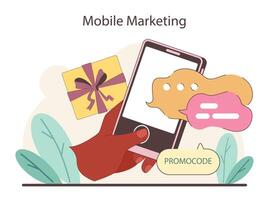 mobile marketing concetto. un' giocoso raffigurazione di mobile marketing. vettore