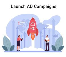 lanciare anno Domini campagne concetto. piatto vettore illustrazione