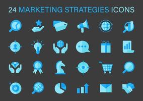 marketing strategie icone impostare. un' collezione di linea icone che rappresentano chiave marketing strategie Compreso seo. vettore