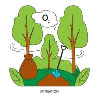 restauro di biosfera. rimboschimento programma. piantare alberi. vettore