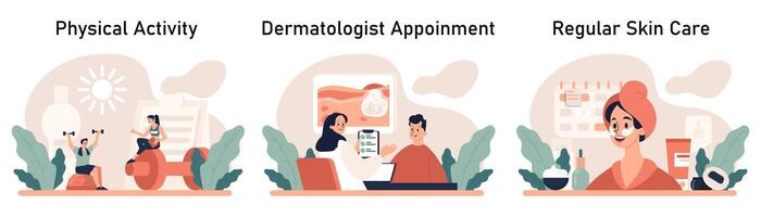 acne trattamento impostare. dermatologia e cosmetologia diagnosi e cura. vettore