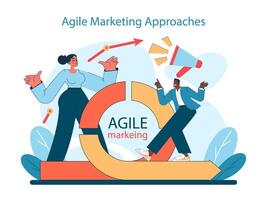 agile marketing approcci concetto. Abbracciare una persona flessibilità vettore