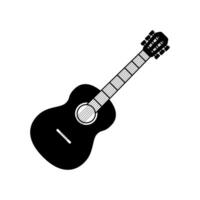 chitarra illustrazione icona nero e bianca stile design isolato bianca sfondo vettore