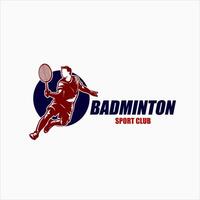 saltare distruggere badminton silhouette logo design vettore