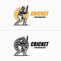 cricket logo campionato con giocatore illustrazione vettore