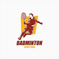 moderno appassionato badminton giocatore nel azione logo vettore