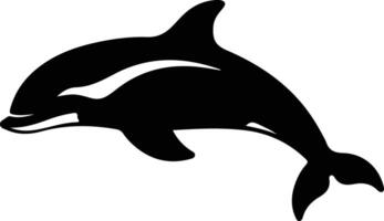 balena beluga nero silhouette vettore