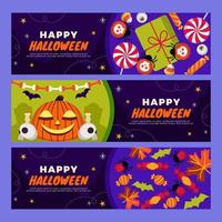 ordina la vendita di halloween con zucche spaventose e caramelle horror vettore