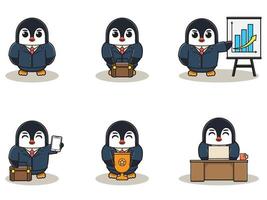illustrazione vettoriale di simpatico uomo d'affari pinguino