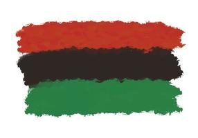 bandiera panafricana - bande orizzontali rosse, nere, verdi. disegnata a mano con pennello bandiera afroamericana, bandiera della liberazione nera, texture grunge vettore