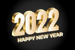 felice anno nuovo 2022 lettere d'oro vettore