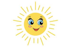 vettore sole illustrazione di un' carino sole con blu occhi nel kawaii stile