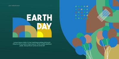 terra giorno striscione. moderno geometrico astratto sfondo nel ambientale colori per terra giorno. contento terra giorno saluto carta copertina con testo. vettore illustrazione di terra giorno per consapevolezza