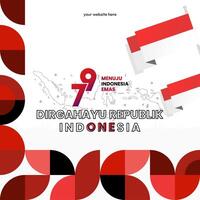 contento indonesiano indipendenza giorno sfondo nel geometrico stile. contento Indonesia nazionale giorno copertina con tipografia. vettore illustrazione. adatto per saluto carte, Annunci bandiera e festa inviti