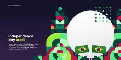 brasile indipendenza giorno bandiera nel colorato moderno geometrico stile. nazionale indipendenza giorno saluto carta copertina con tipografia. vettore illustrazione per nazionale vacanza celebrazione festa
