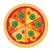 cartone animato isolato vettore Immagine di un' Pizza. cartone animato veloce cibo Pizza etichetta