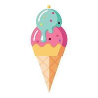 ghiaccio crema cono cartone animato vettore e illustrazione. ghiaccio crema dolce cibo icona crema colorato schema