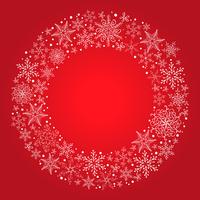 Vector il fondo rosso di natale con la corona del fiocco di neve