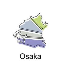 Giappone mondo carta geografica con nomi città di osaka, carta geografica colorato design modello vettore