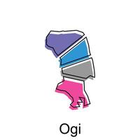 carta geografica di ogi prefettura, Giappone, logotipo elemento per modello. vettore