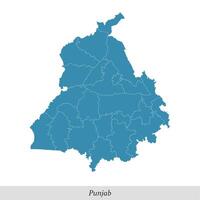 carta geografica di Punjab è un' stato di India con quartieri vettore