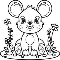 carino bambino animali colorazione pagine. carino bambino animali schema vettore