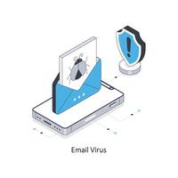 e-mail virus isometrico azione illustrazione. eps file azione illustrazione. vettore