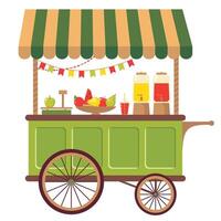 un' agricoltori frutta carrello. Locale cibo a il stalla a il agricoltori giusto. vettore illustrato clipart.