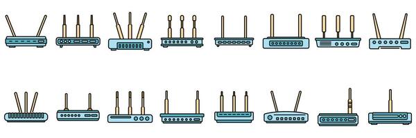 modem icone impostato vettore colore