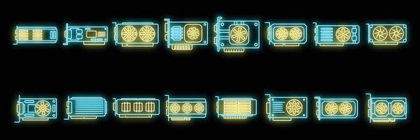 le icone della scheda grafica impostano il neon vettoriale