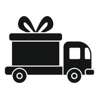 camion con grande regalo scatola icona semplice vettore. donare Aiuto vettore