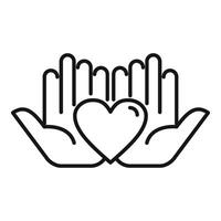 cura mani supporto con amore icona schema vettore. persone donazione vettore
