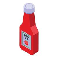 ketchup bottiglia icona isometrico vettore. piatto speziato carne vettore