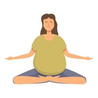 Aperto meditazione braccia icona cartone animato vettore. donna incinta a yoga vettore